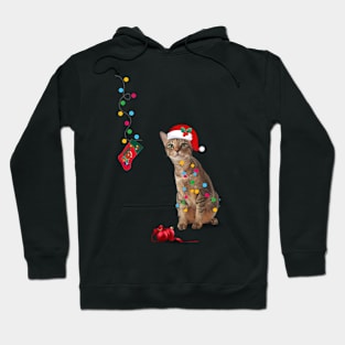 Santa Cat Tangled Up In Christmas Lights Hoodie